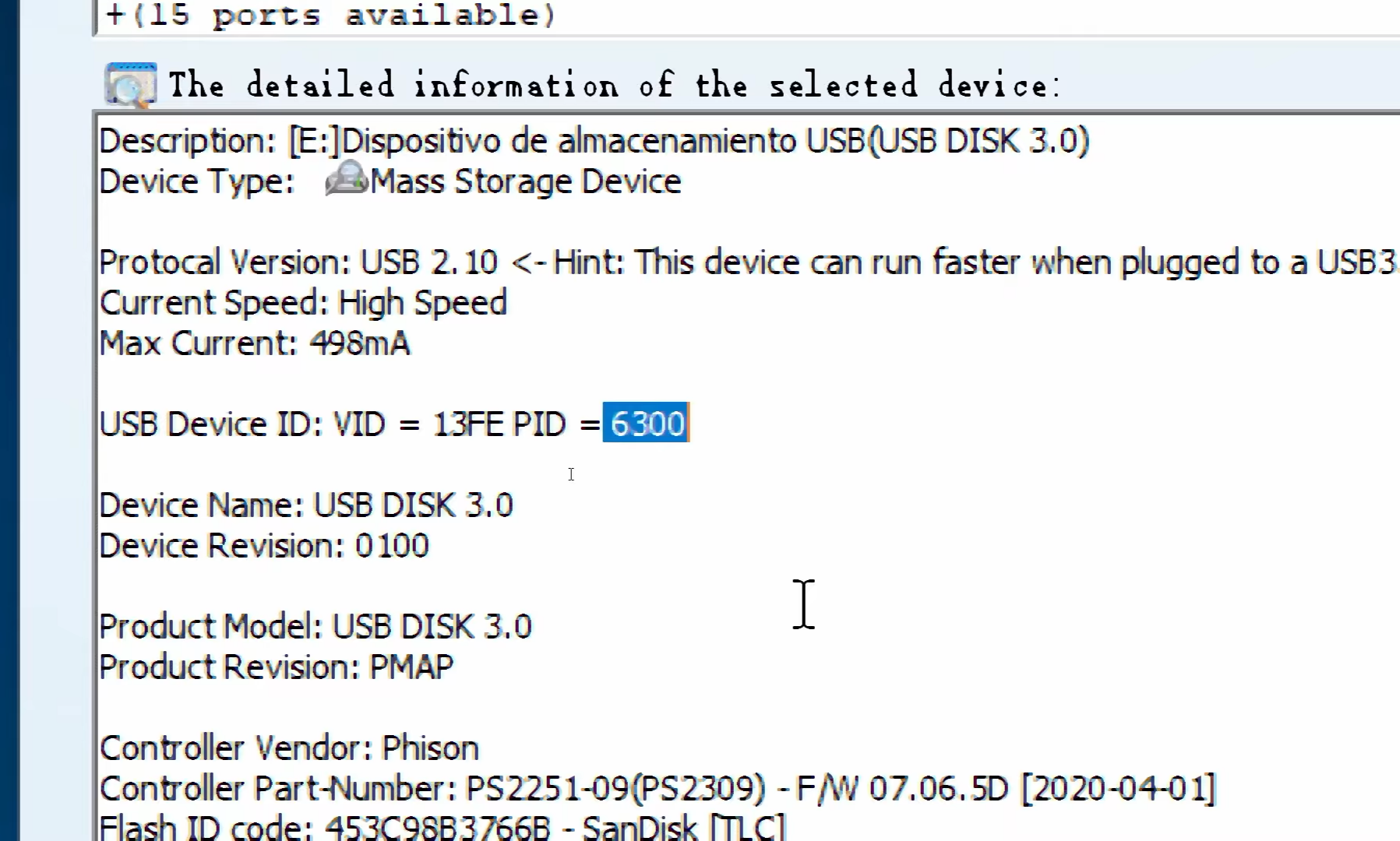 ChipGenius detectando el controlador de una memoria USB